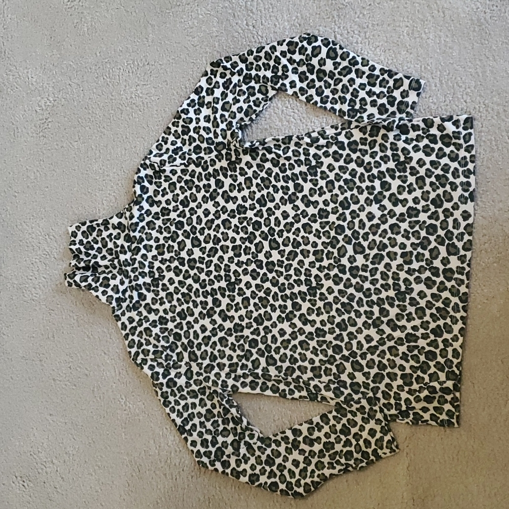 Animal print mock turtleneck